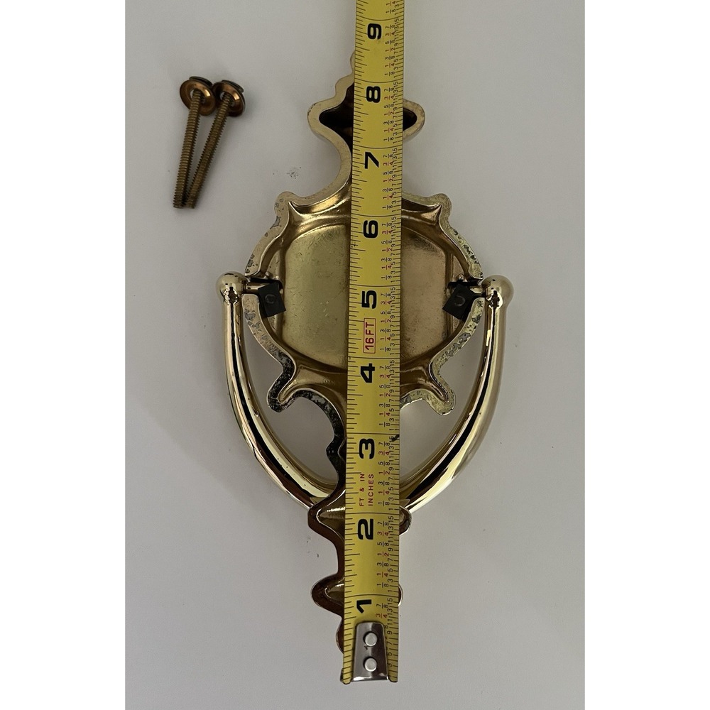 Solid Polished Brass Traditional Door Knocker Tarnish Resistant 8.75" w/ Screws - Picture 5 of 7